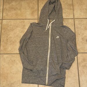 Nike Heathered Gray Hoodie with White Zipper